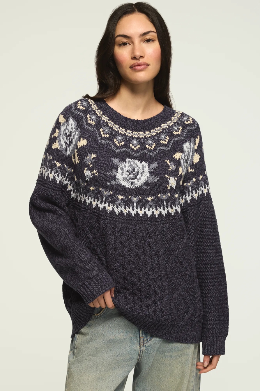 Floral Fair Isle Crew Sweater — 460 — image 2