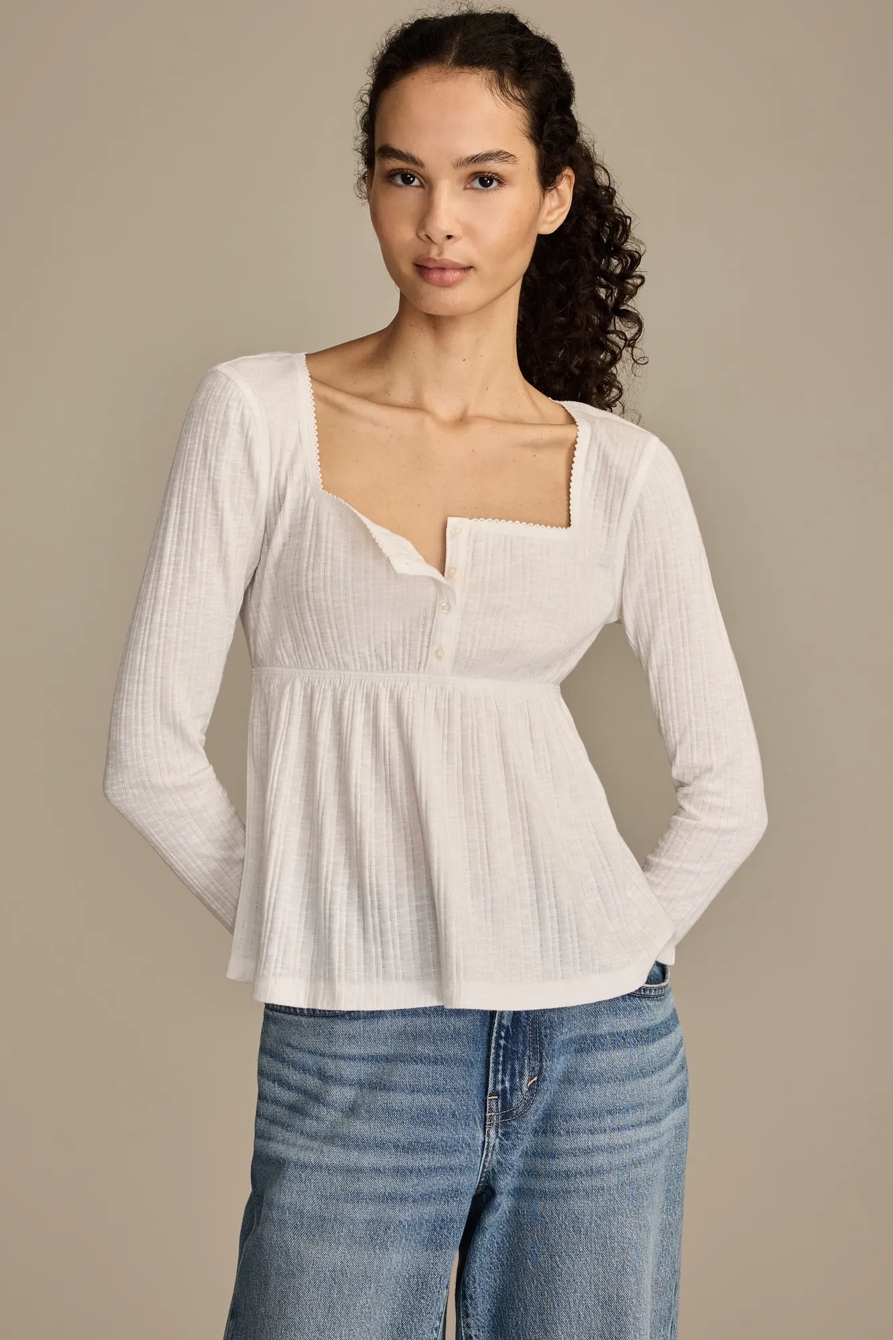 BABYDOLL HENLEY — BRIGHT WHITE — image 1
