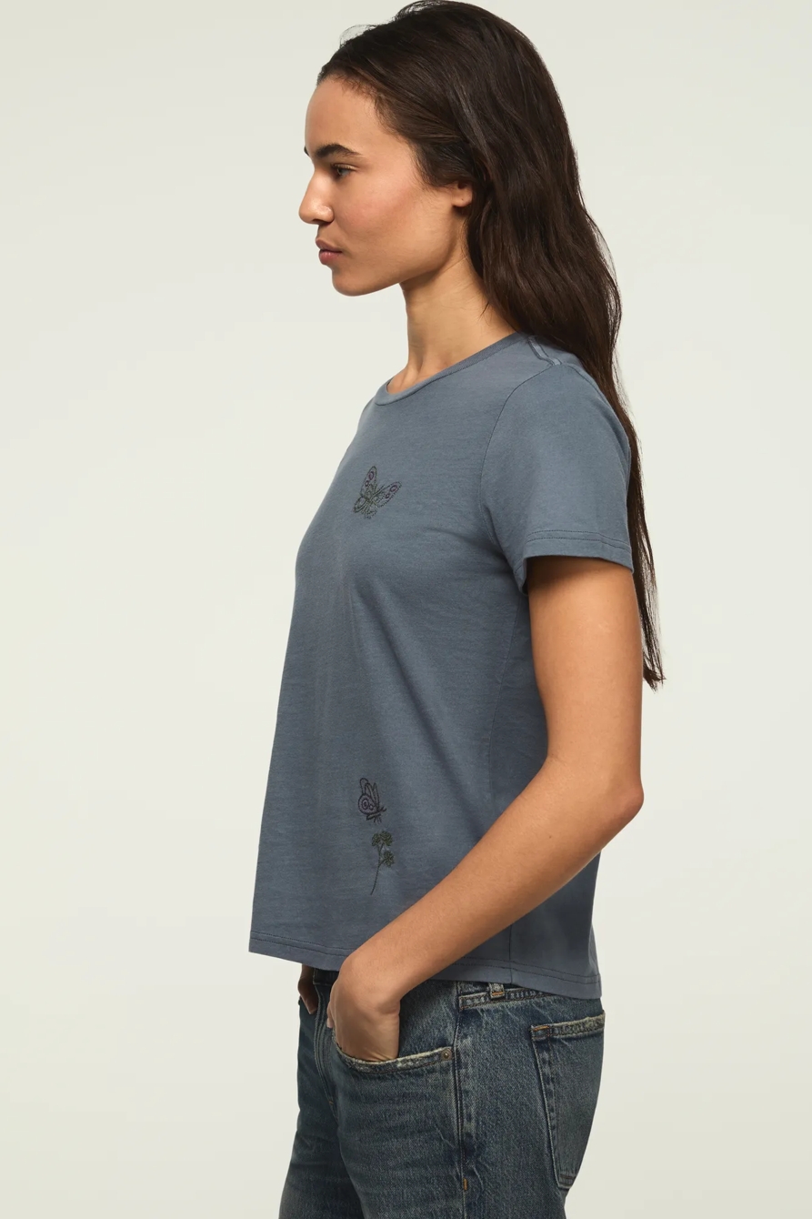FLORAL BUTTERFLY ALL OVER CLASSIC CREW — #1479 FLINT STONE — image 4
