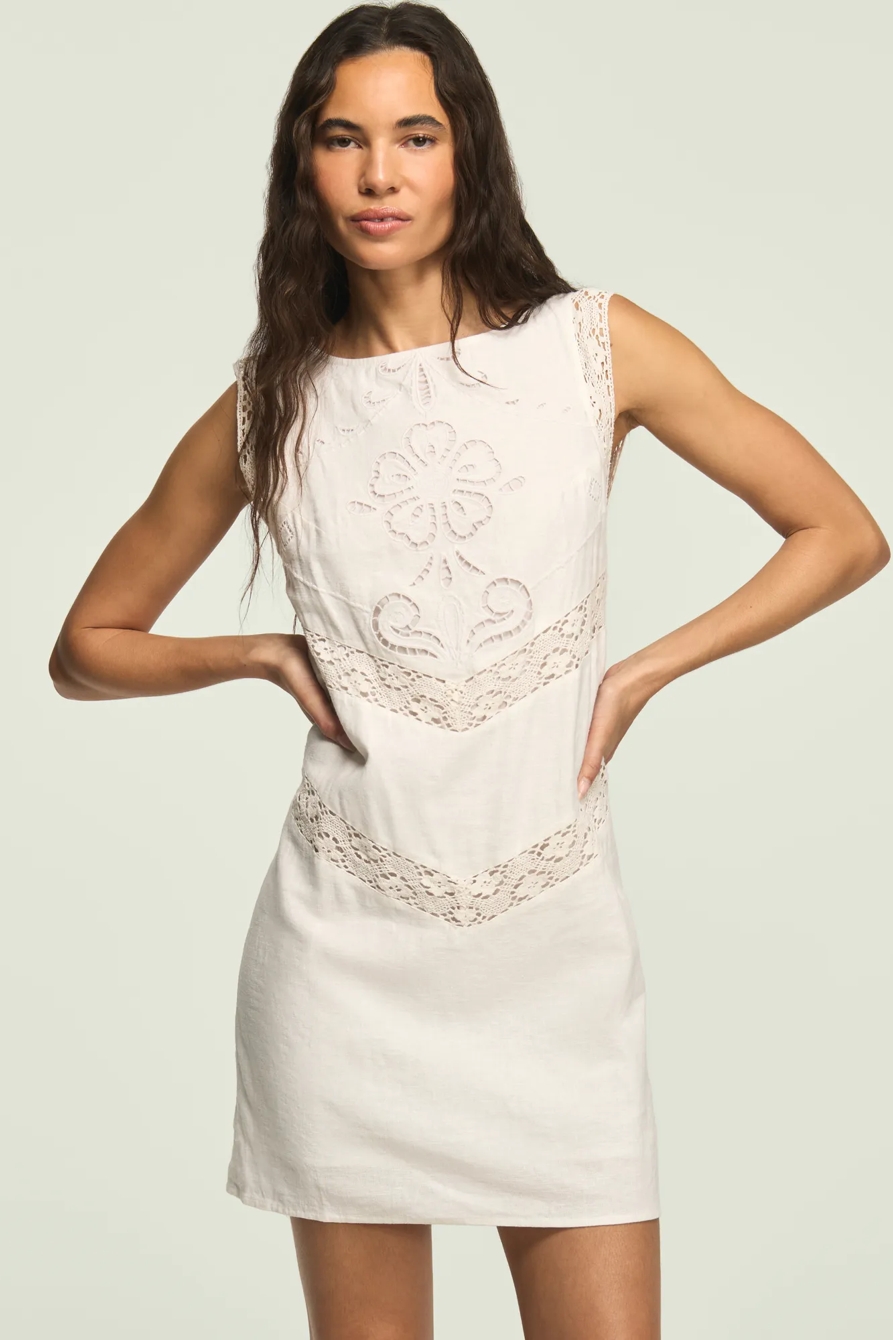 SCHIFFLI SHIFT DRESS — BRIGHT WHITE — image 1