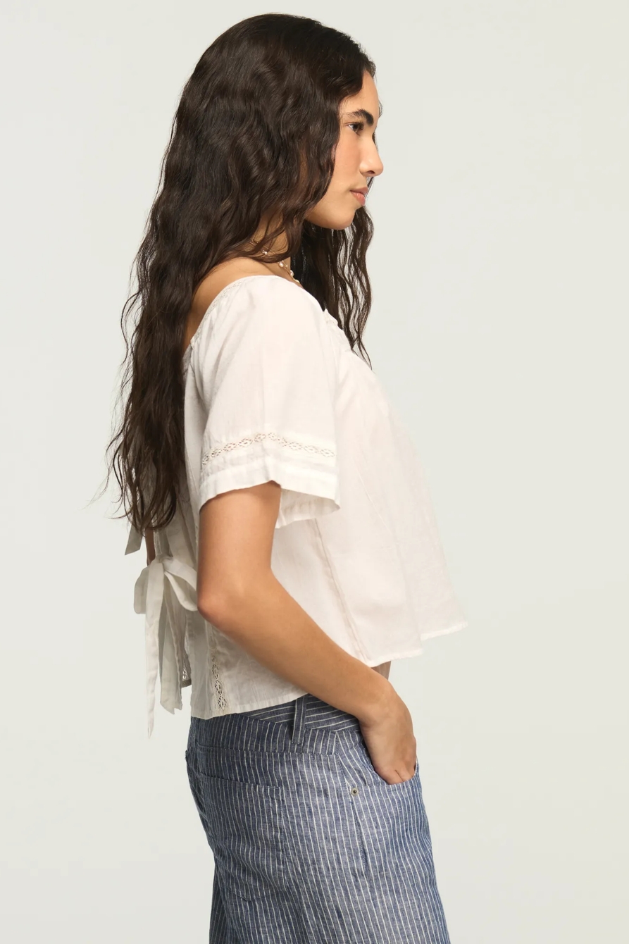 LACE TIE BACK TOP — BRIGHT WHITE — image 4