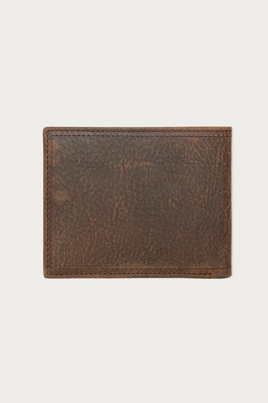 Double Stitched Leather Bifold Wallet — DARK BROWN — image 2