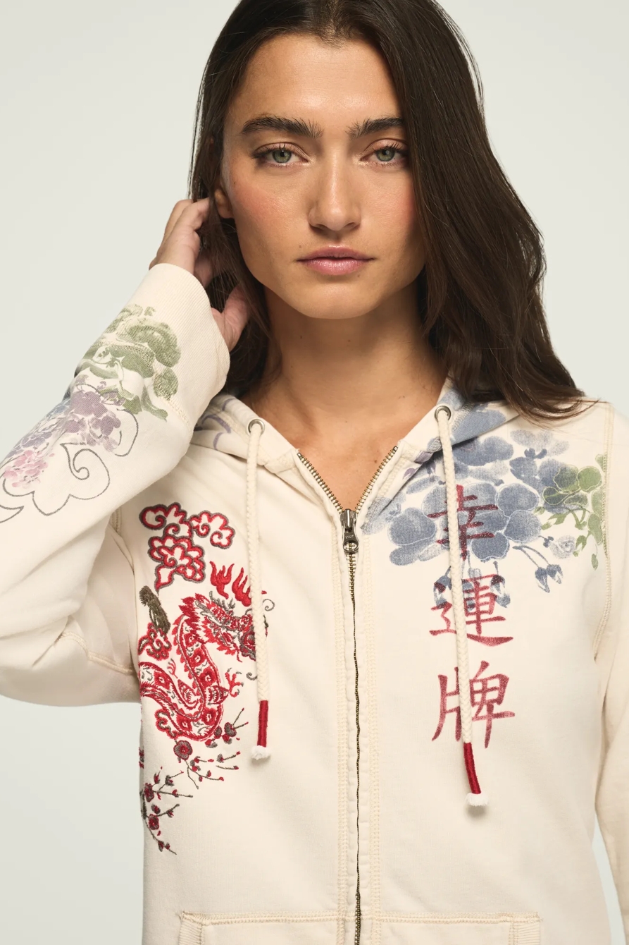 Lucky Brand Vintage Y2K Full Zip Hoodie — CREAM MULTI — image 9
