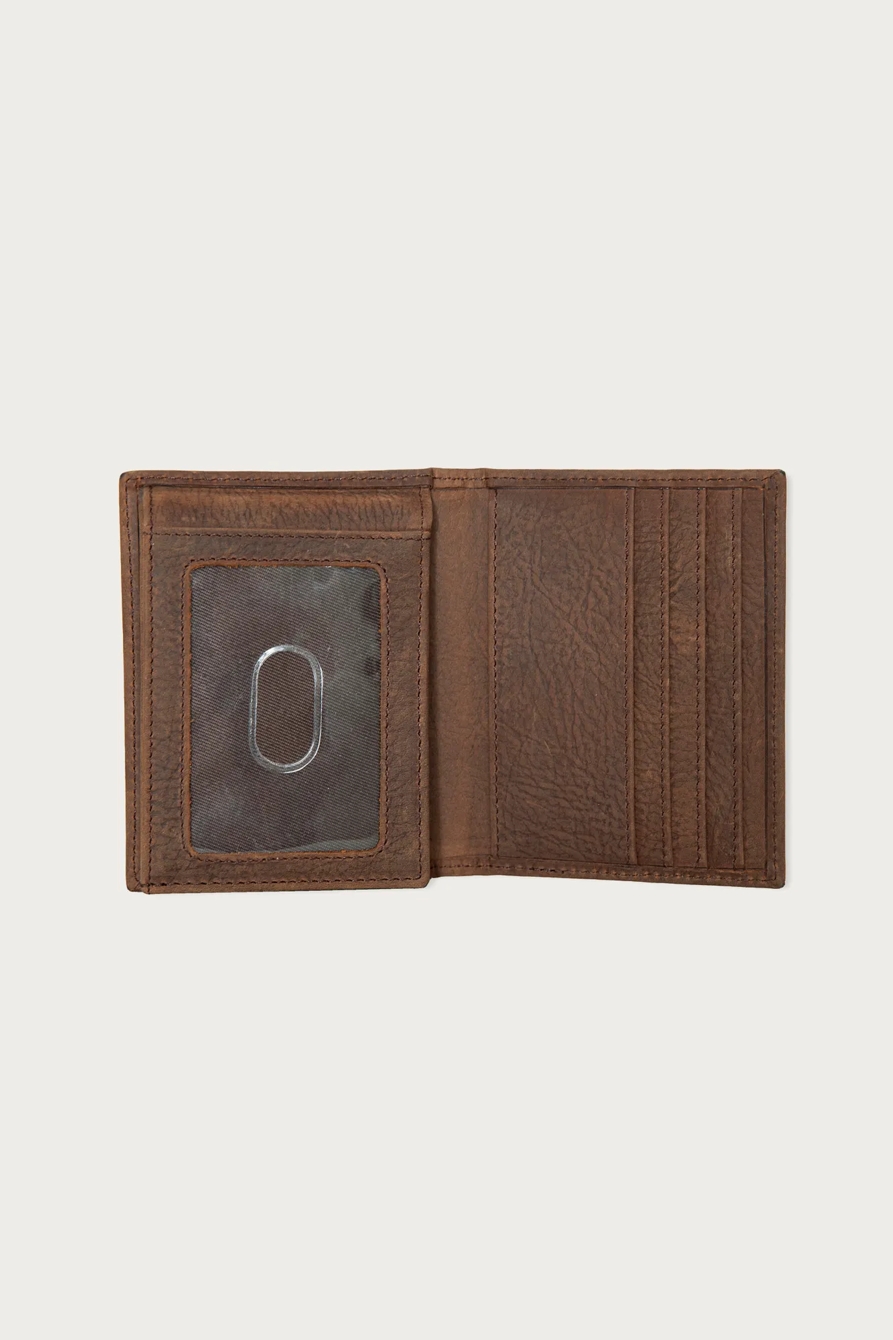 Double Stitched Leather L-Fold Wallet — DARK BROWN — image 3