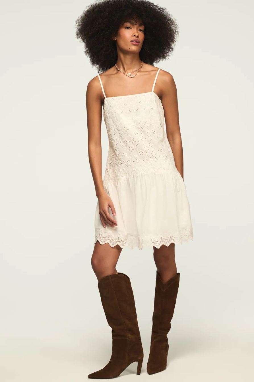 FESTIVAL LACE MINI DRESS — CREAM — image 1