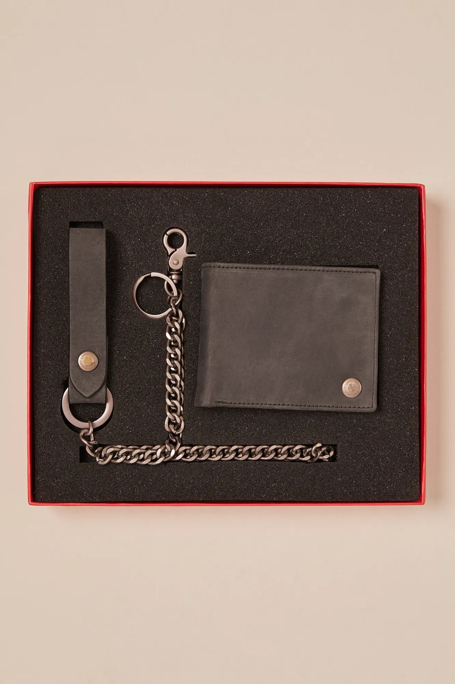 WALLET AND KEY CHAIN GIFT SET — BLACK — image 2