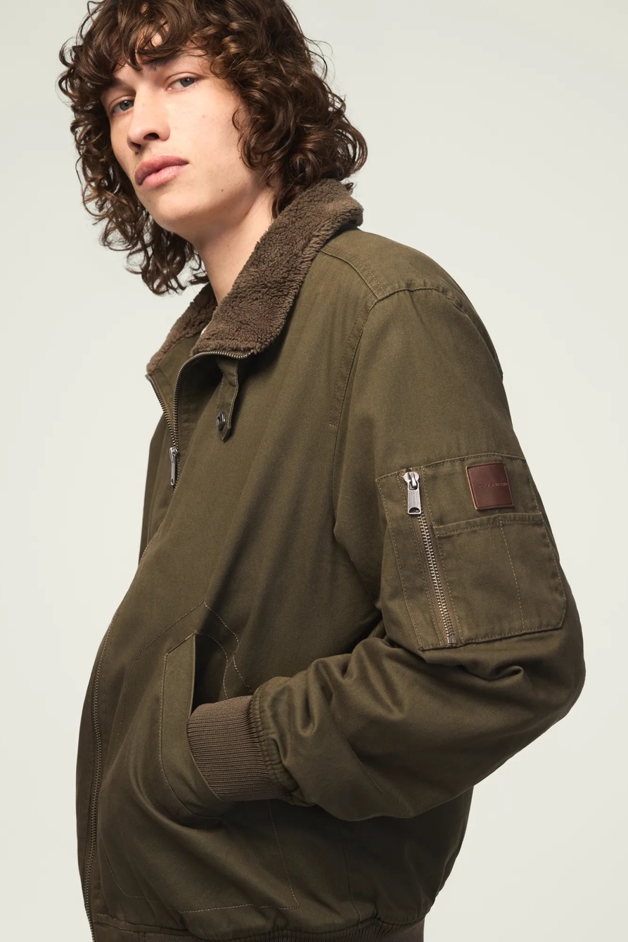 SHERPA LINED FLIGHT JACKET — OLIVE — image 6