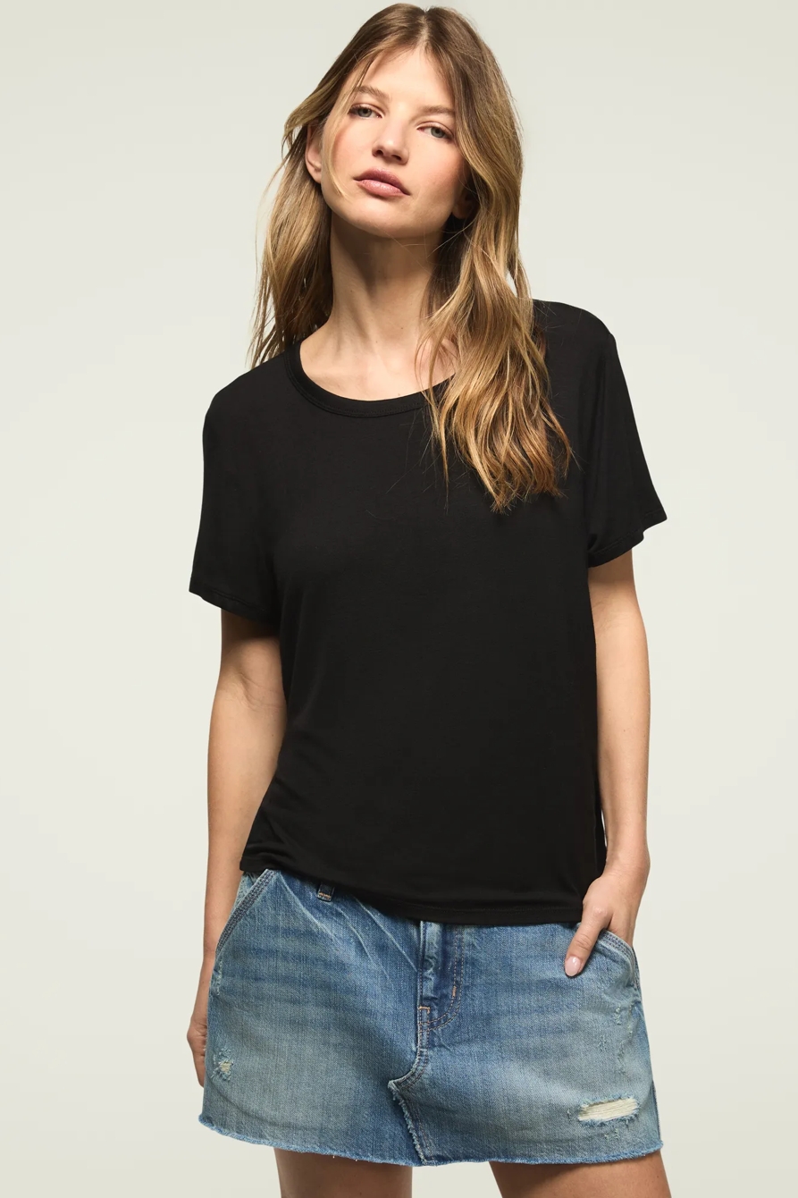 RELAXED CREW NECK TEE — JET BLACK — image 2