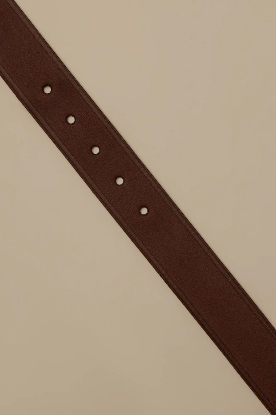 GROMMET LEATHER BELT — DARK BROWN — image 2