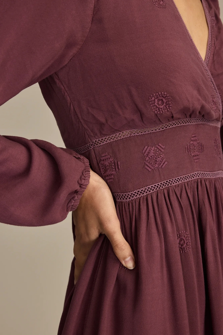 LONG SLEEVE CUTWORK MINI DRESS — HUCKLEBERRY — image 2