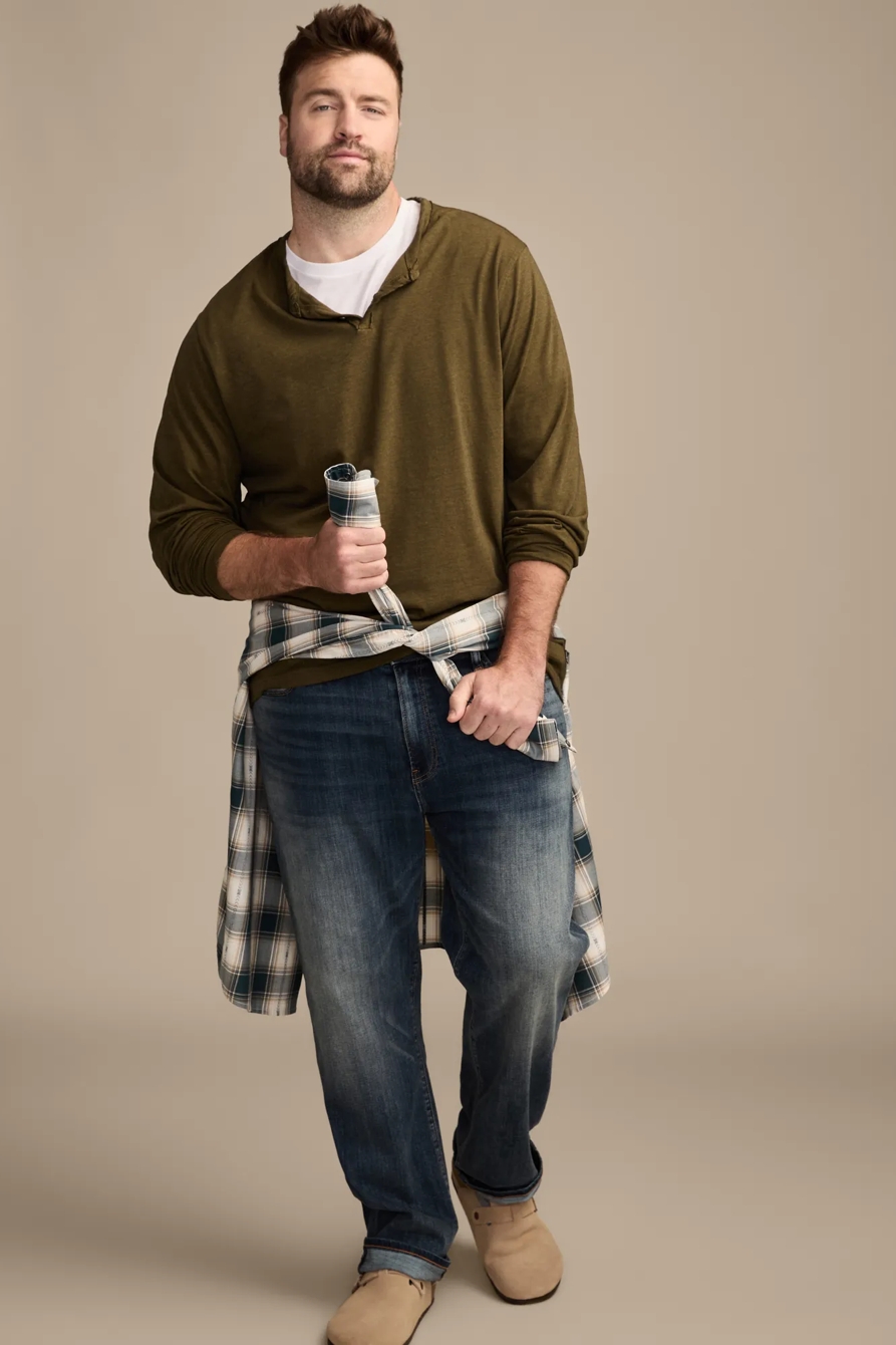 BIG & TALL VENICE BURNOUT LONG SLEEVE TEE — DARK OLIVE — image 5