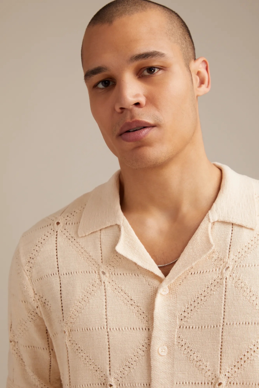 BUTTON DOWN SWEATER — WHITECAP GRAY — image 4