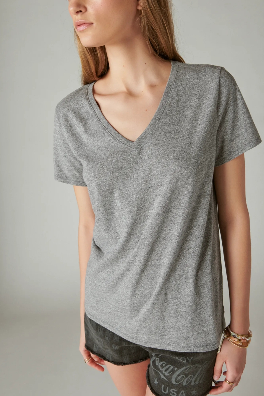 CLASSIC V-NECK — MEDIUM HEATHER GREY — image 2