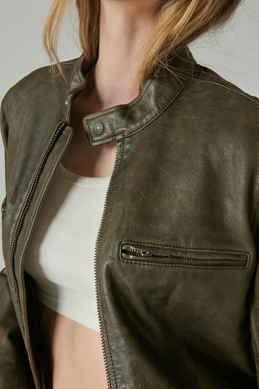 WASHED LEATHER BONNEVILLE JACKET — WASHED BLACK — image 8