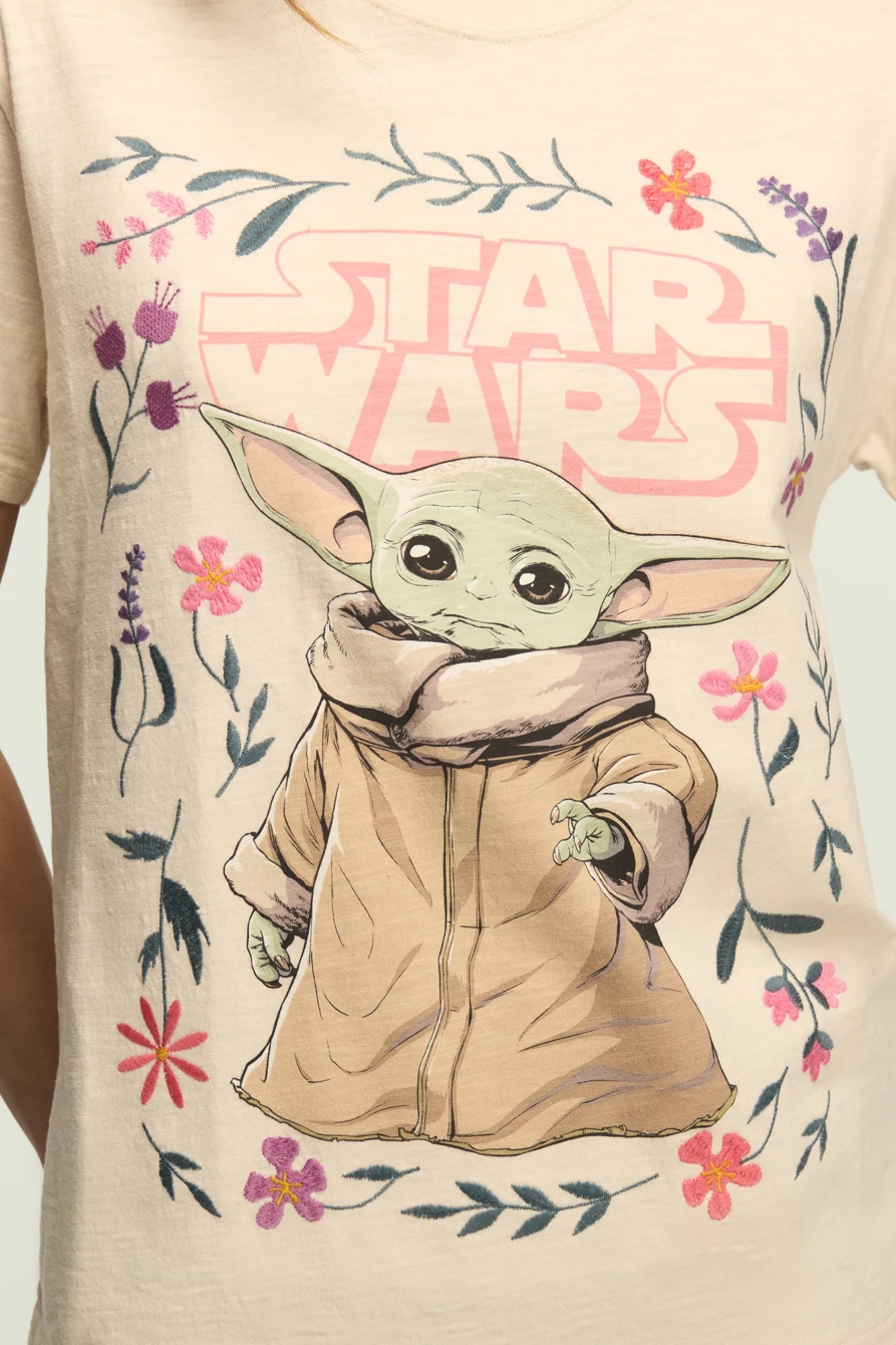 STAR WARS FLORAL GROGU BOYFRIEND TEE — CLOUDY DAYS WASH — image 2