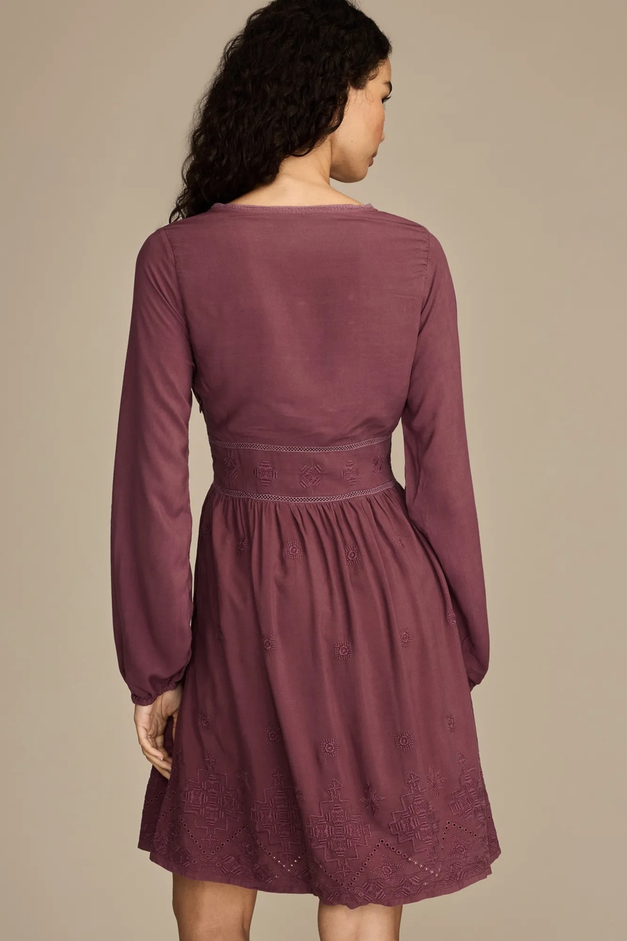LONG SLEEVE CUTWORK MINI DRESS — HUCKLEBERRY — image 3