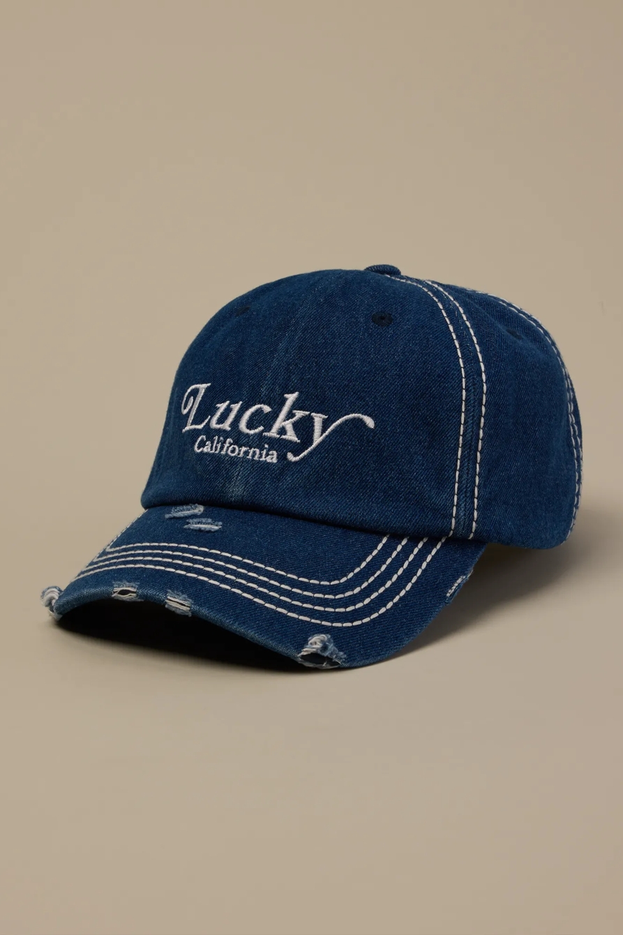 Contrast Stitch Denim Hat — DENIM BLUE — image 1
