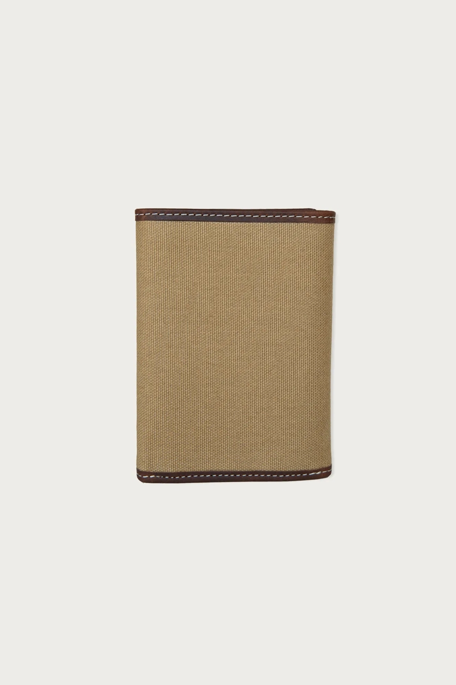 CANVAS WITH LEATHER TRIM TRIFOLD WALLET — NATURAL — image 2