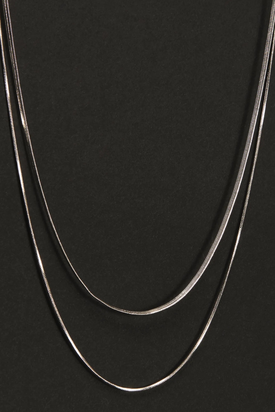 Snake and Curb Chain Set — SILVER — image 2