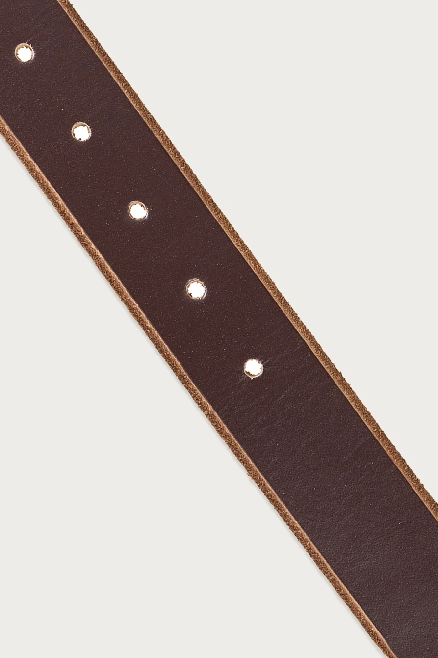 RAW CUT EDGED LEATHER JEAN BELT — DARK BROWN — image 2