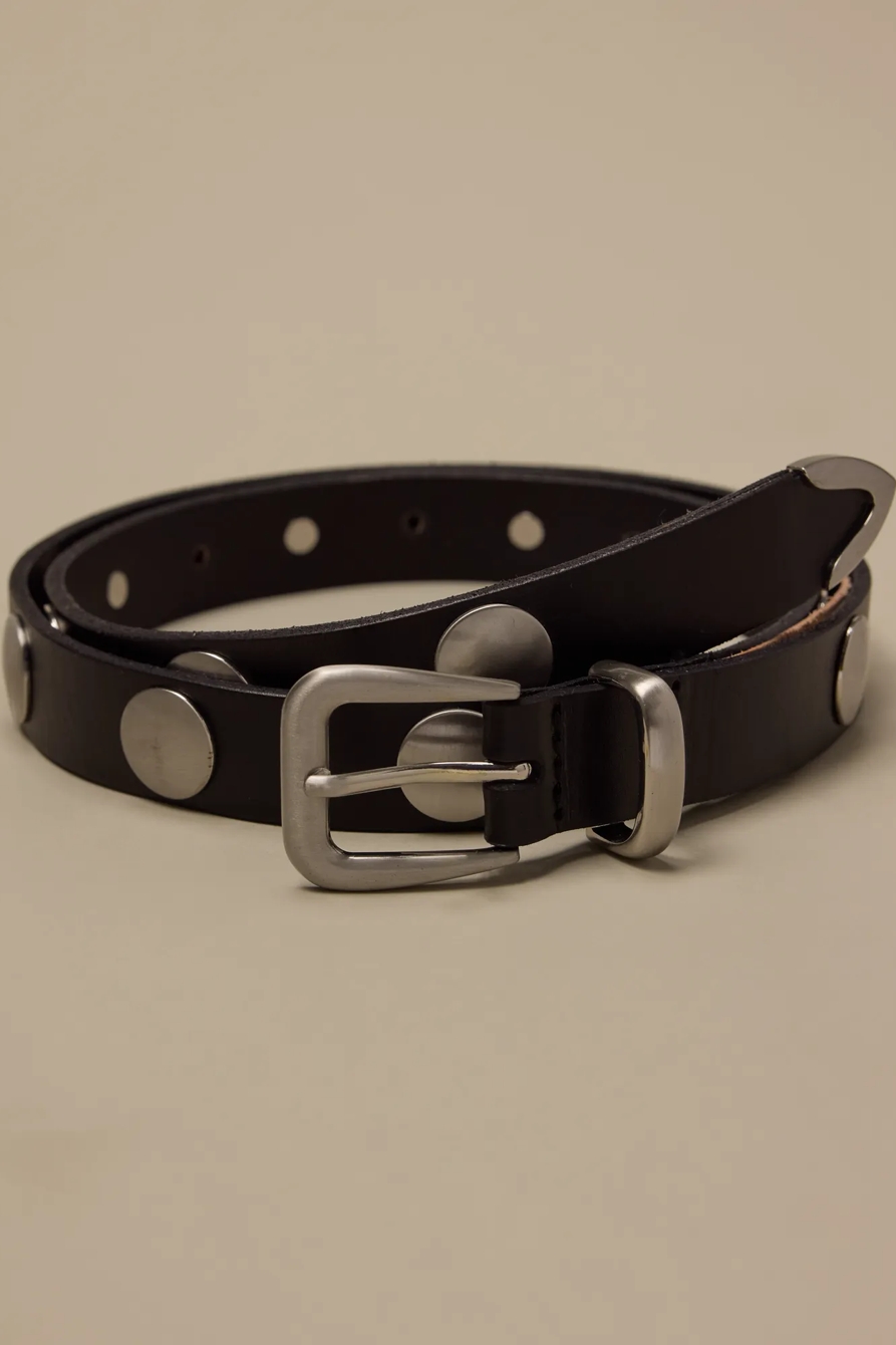 LEATHER BELT WITH OVERSIZED STUDDS — BLACK — image 1
