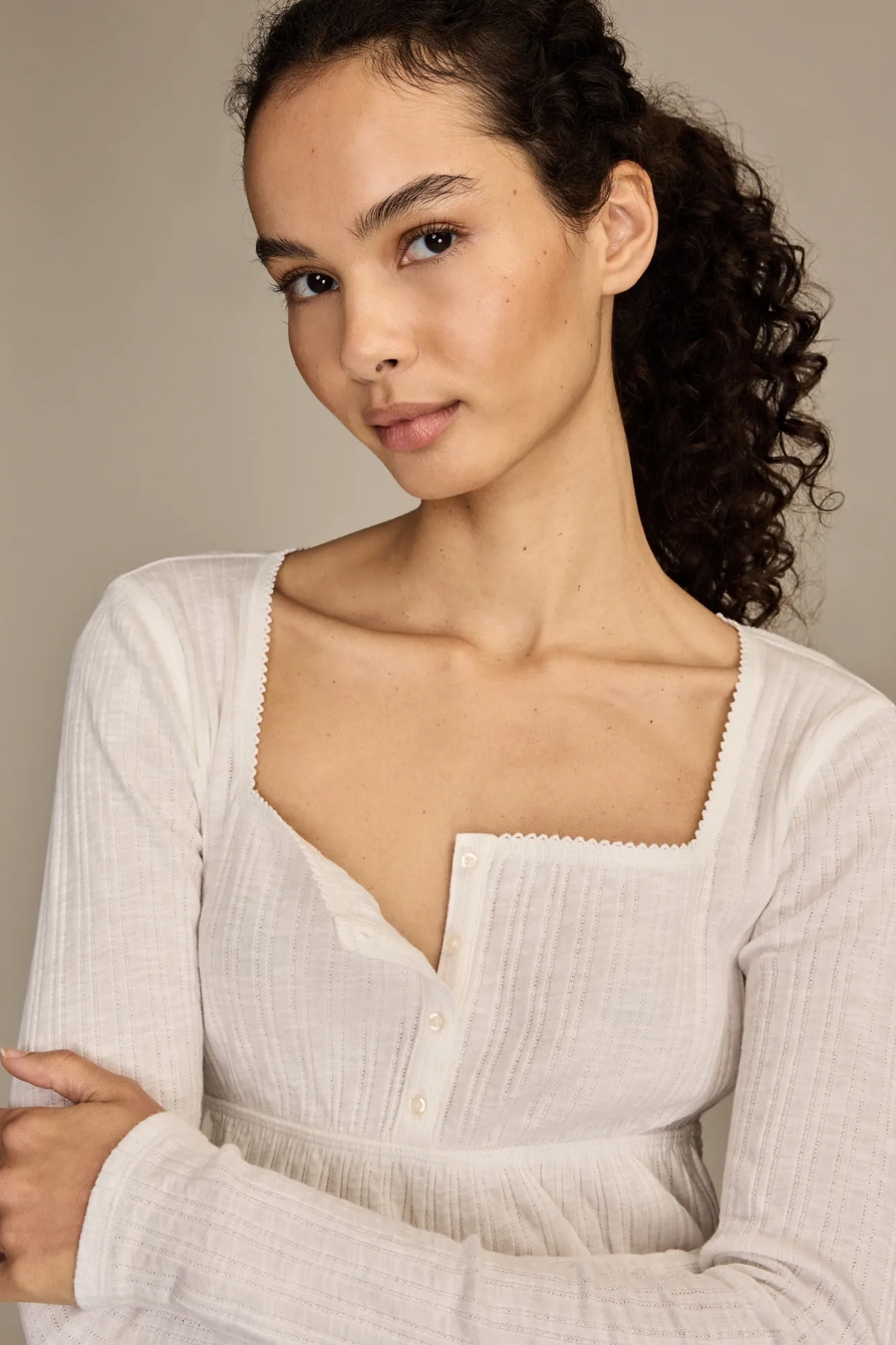 BABYDOLL HENLEY — BRIGHT WHITE — image 2