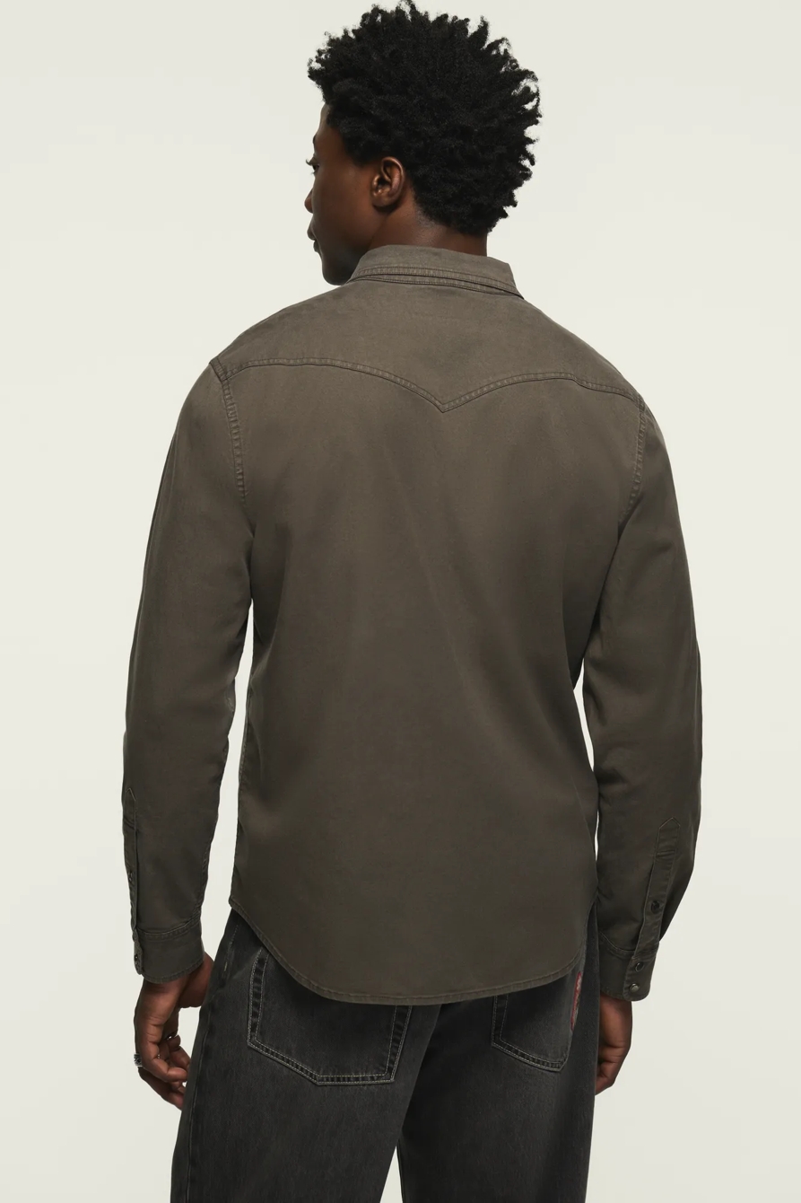 LONG SLEEVE TWILL MASA WESTERN SHIRT — RAVEN — image 3