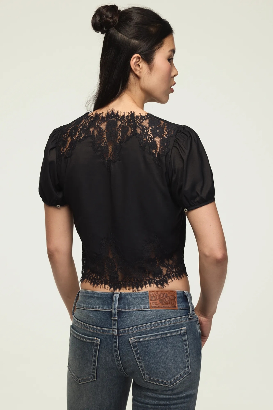 LACE TRIM FLYAWAY TOP — METEORITE — image 3