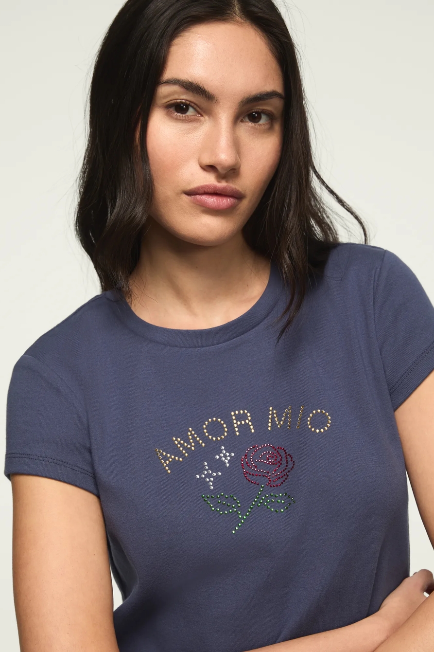 AMOR MIO BABY TEE — ABYSS BLUE — image 1