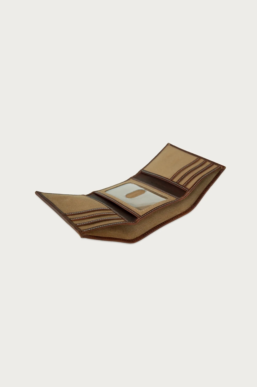 CANVAS WITH LEATHER TRIM TRIFOLD WALLET — NATURAL — image 5