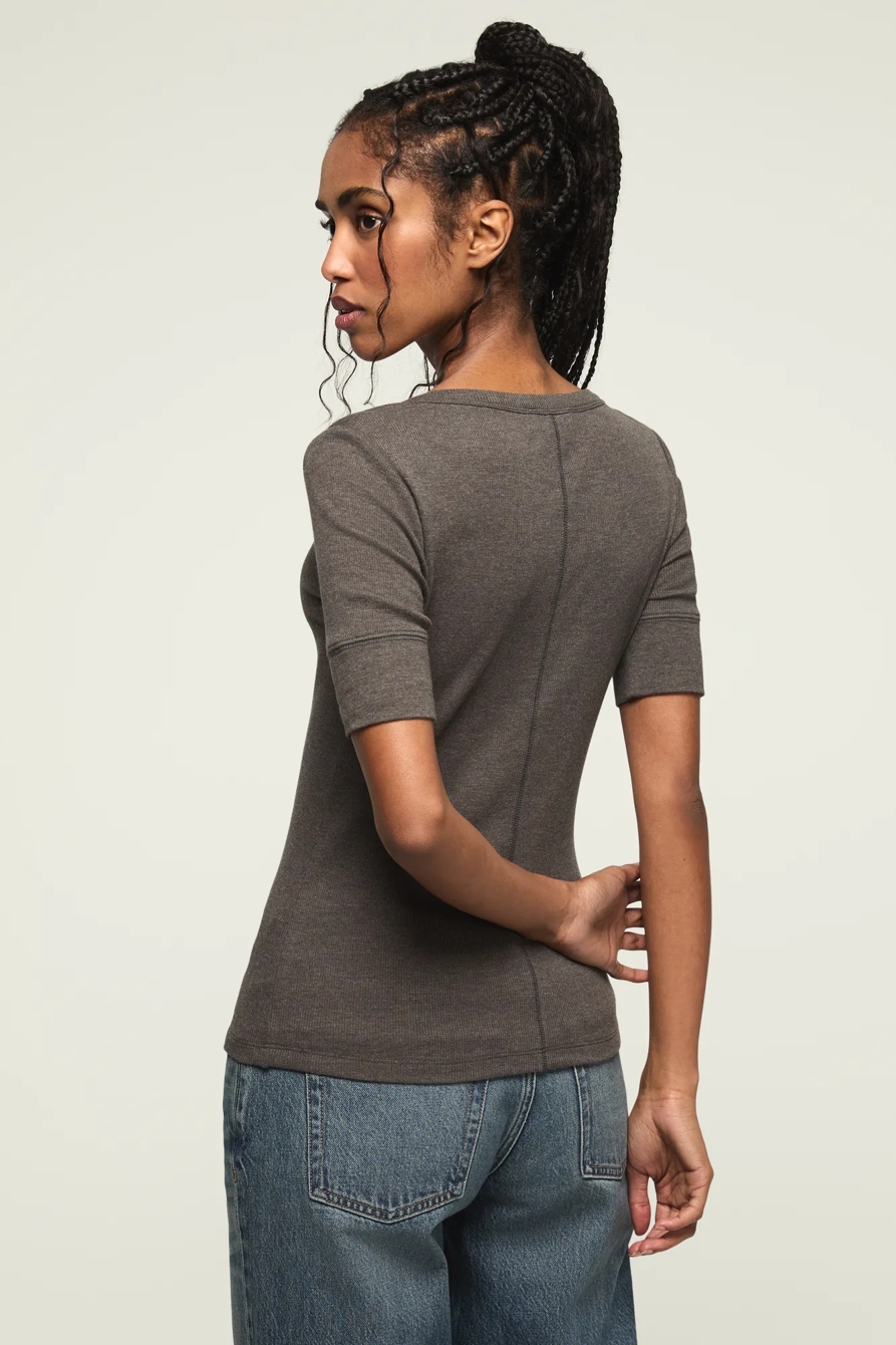 SHORT SLEEVE HENLEY TEE — JET BLACK — image 3