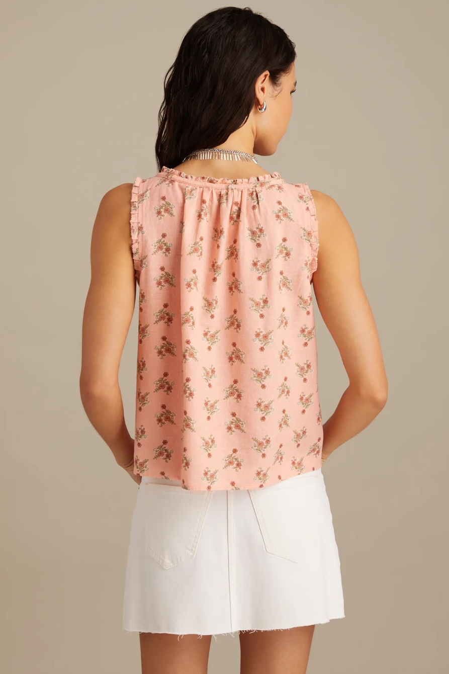 FLORAL PLEATED SHELL TANK — PEACH MULTI FLORAL — image 4