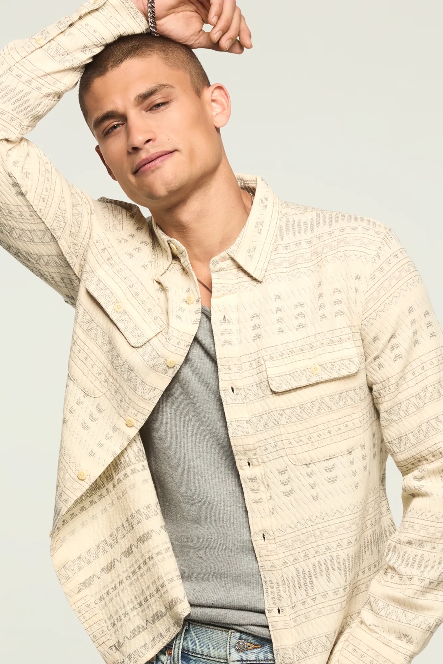JACQUARD HUMBOLDT UTILITY SHIRT — CREAM MULTI — image 2