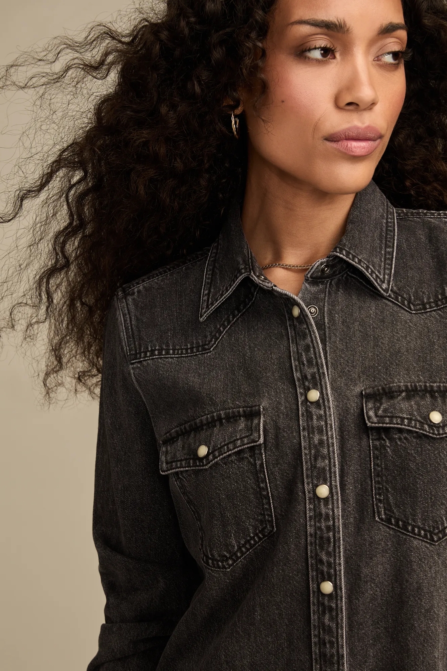 DENIM SHIRT DRESS — GRAY DAYS WASH — image 3