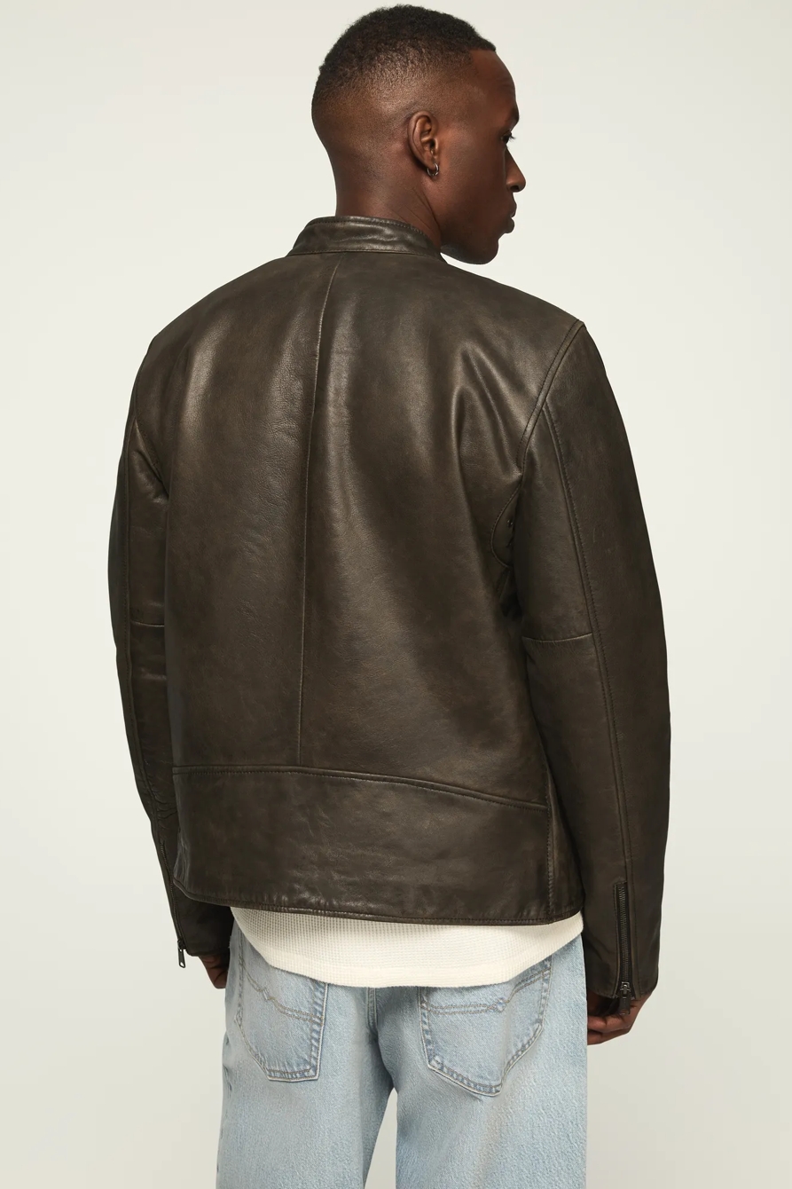 WASHED LEATHER BONNEVILLE JACKET — WASHED BLACK — image 3