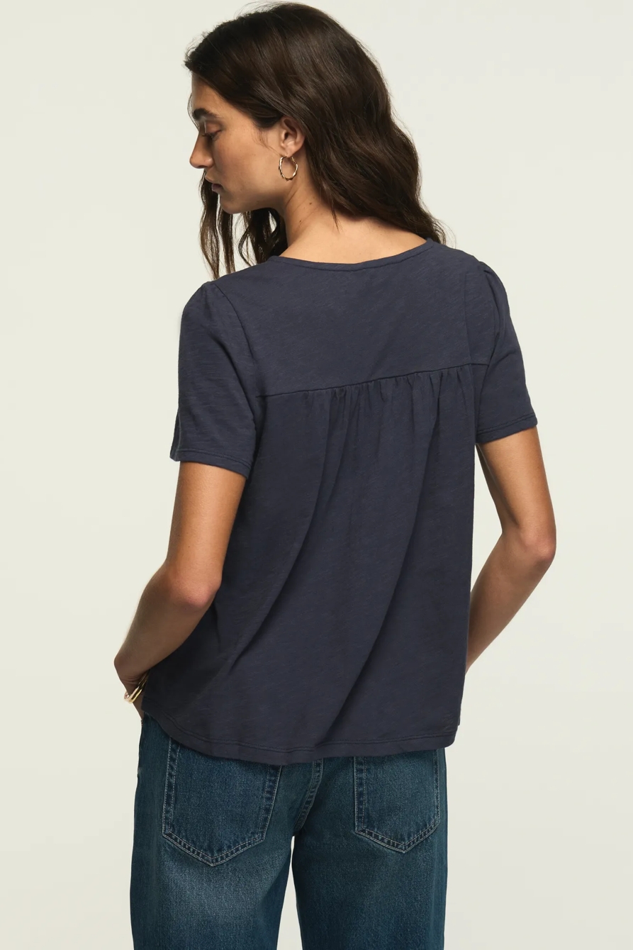 EMBROIDERED YOKE TEE — Ombre Blue — image 3