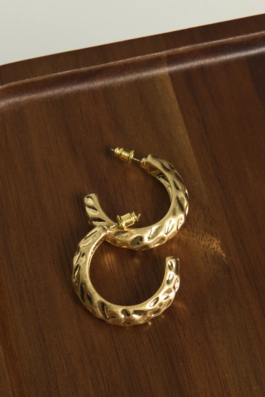 Textured Hoop Earrings — GOLD — image 1