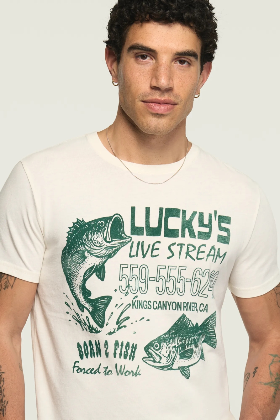 LUCKYS LIVE STREAM FISH TEE — VAPOROUS GRAY — image 2
