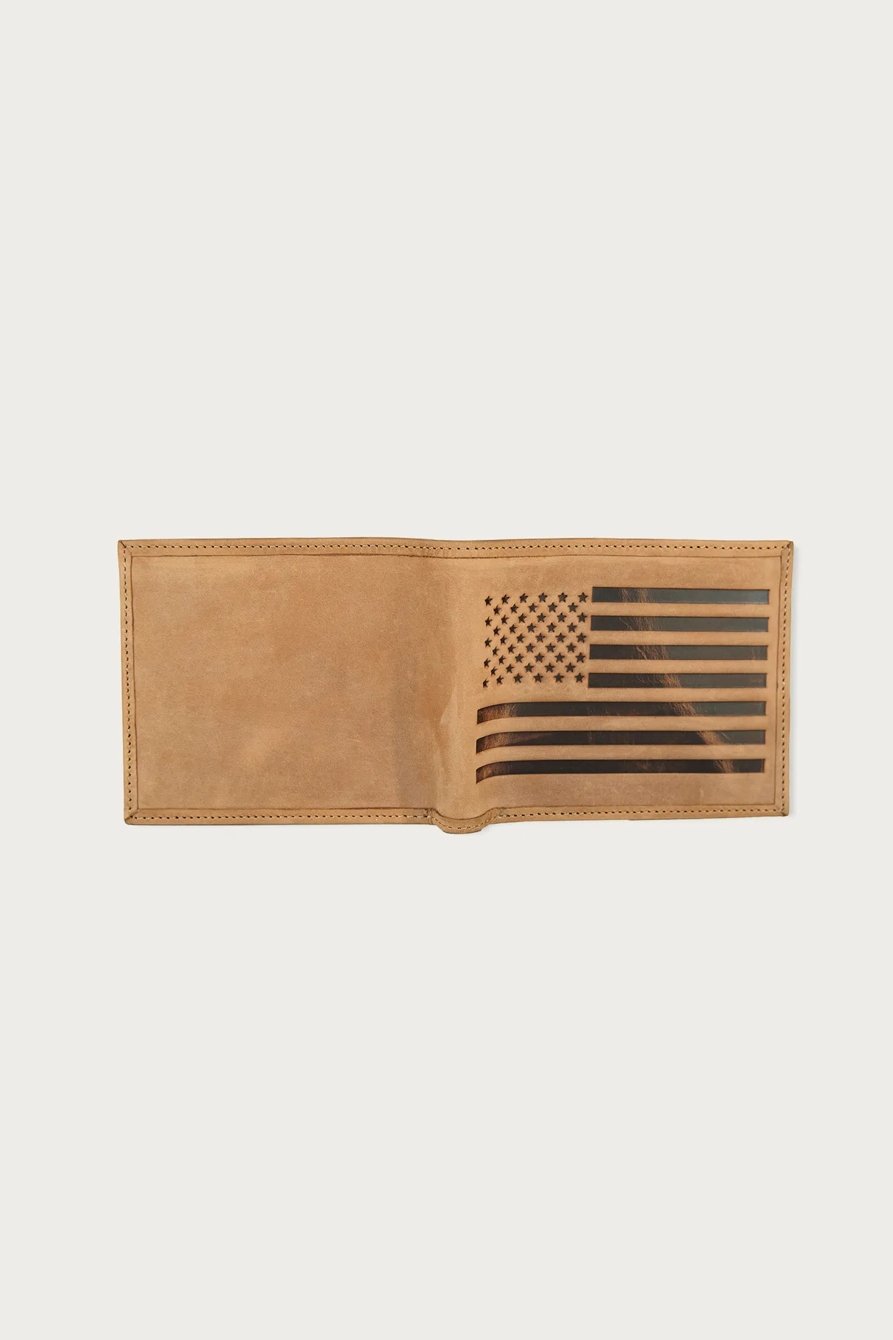 FLAG EMBOSSED LEATHER BIFOLD WALLET — MEDIUM BROWN — image 3