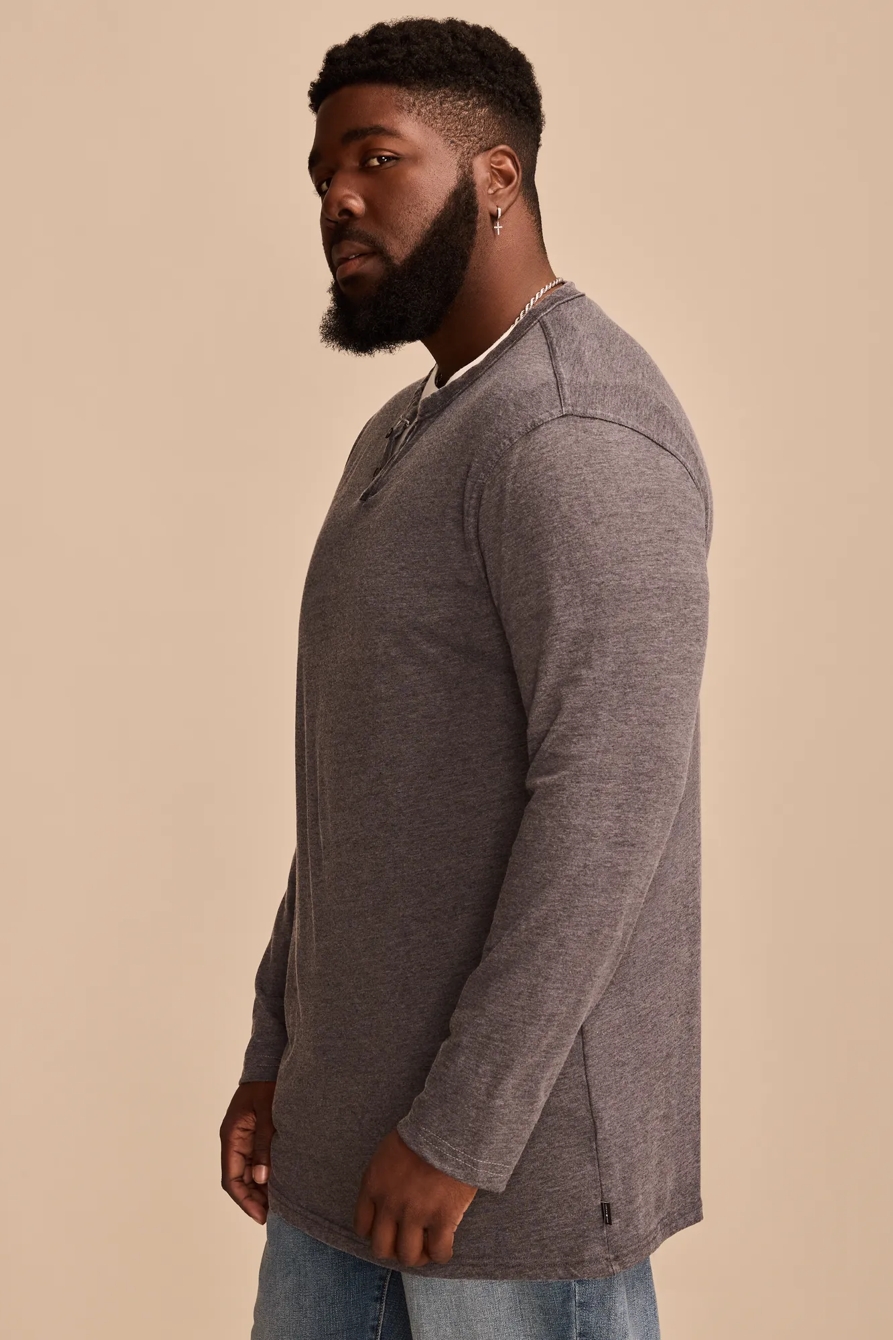 BIG & TALL VENICE BURNOUT LONG SLEEVE NOTCH NECK SHIRT — JET BLACK — image 3
