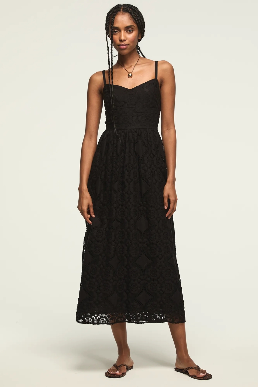 DROP WAIST BALLET MIDI DRESS — #001 BLACK — image 1