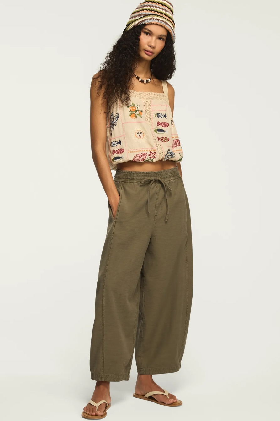 DRAWSTRING BALLOON PANT — DUSTY OLIVE — image 1