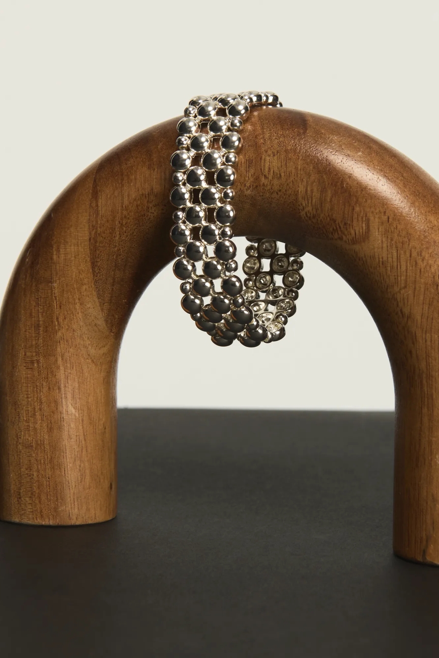 Thick Beaded Bracelet — SILVER — image 2
