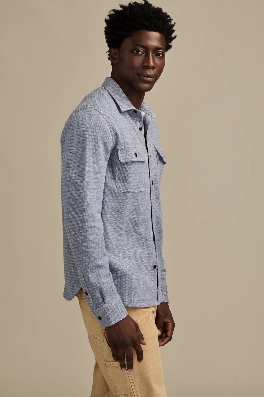 HERRINGBONE KNIT SHIRT — HEATHER BLUE — image 4