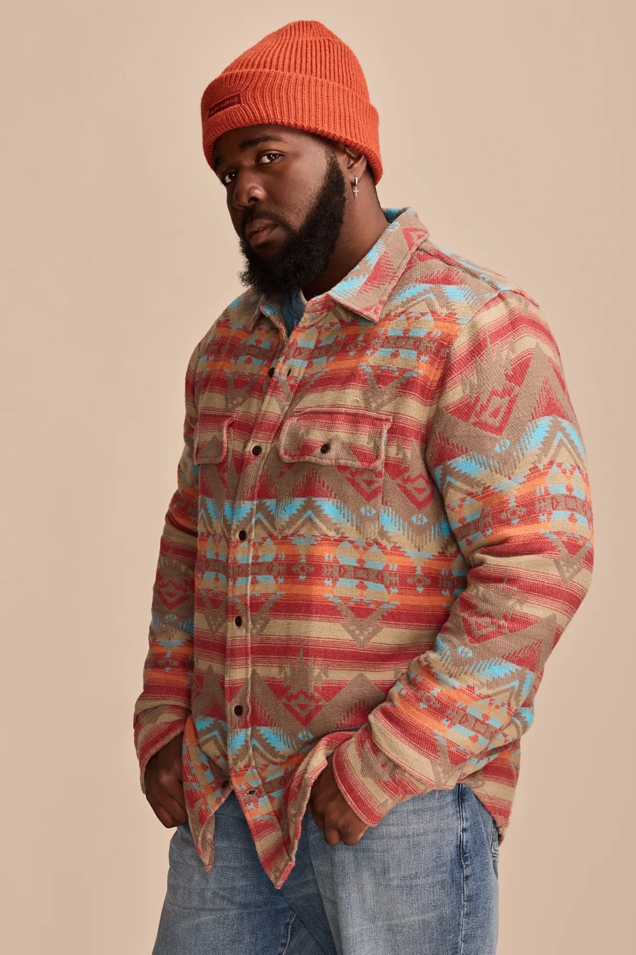 BIG & TALL SOUTHWESTERN JACQUARD HUMBOLDT LONG SLEEVE SHIRT — ORANGE MULTI — image 3