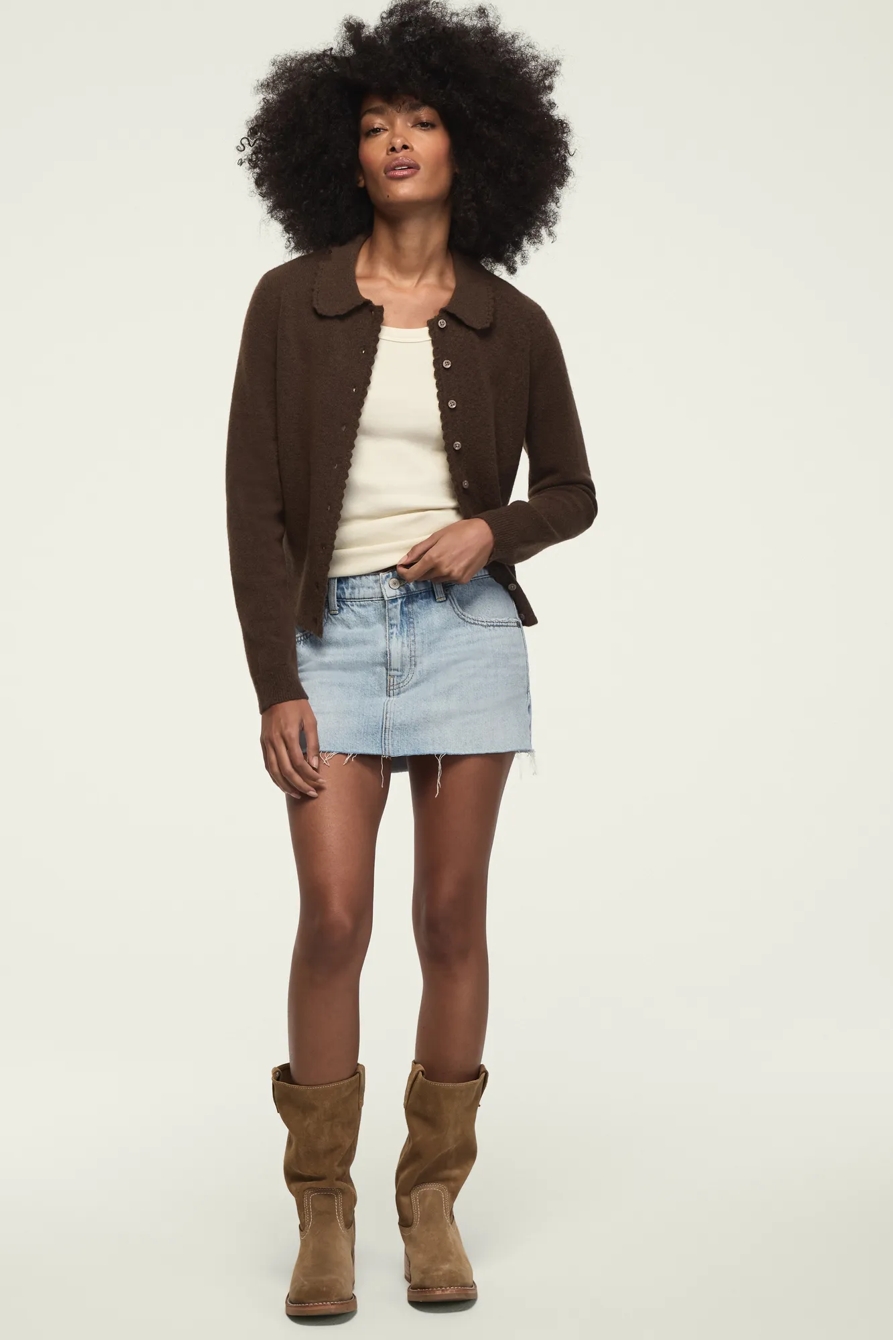 PETERPAN COLLAR CARDIGAN — HOT FUDGE — image 5