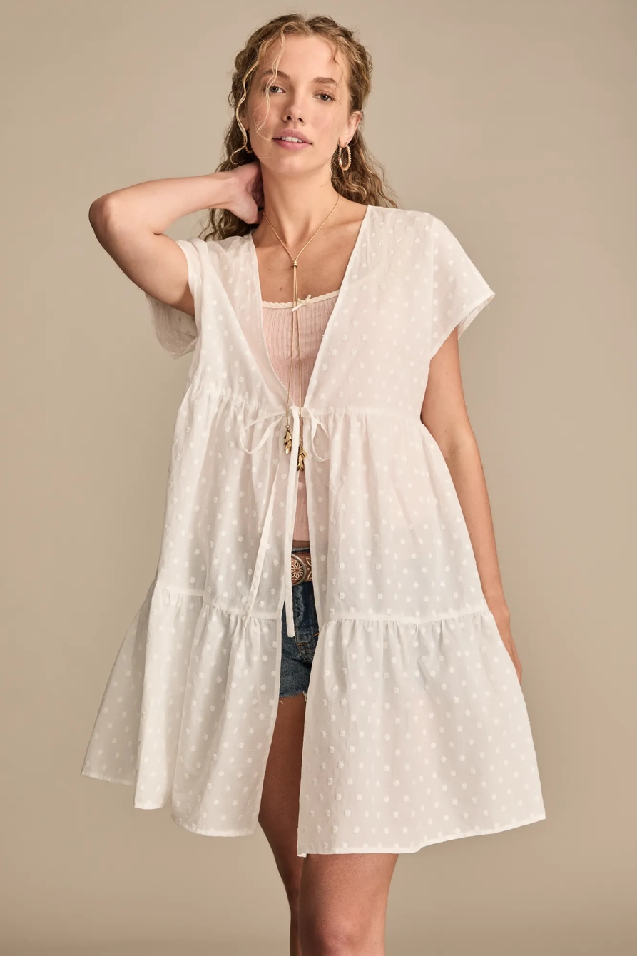 TEXTURED KIMONO — WHITE — image 1
