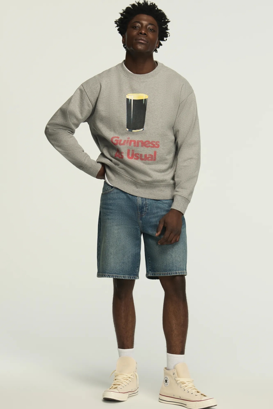 GUINNESS AS USUAL CREWNECK — LIGHT HEATHER GREY — image 2