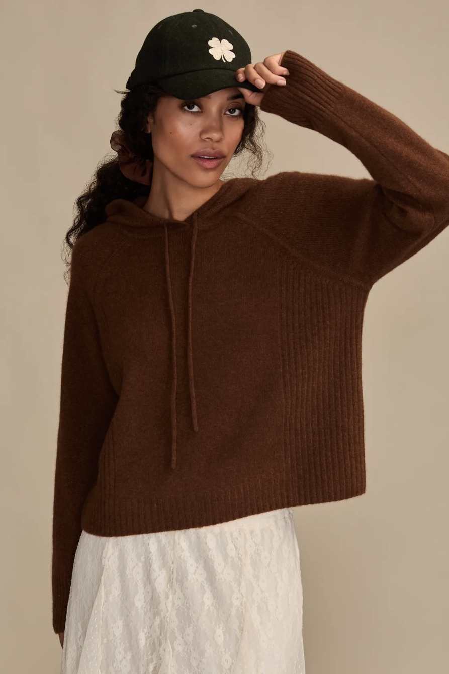 CASHMERE HOODIE SWEATER — MOCHA — image 1
