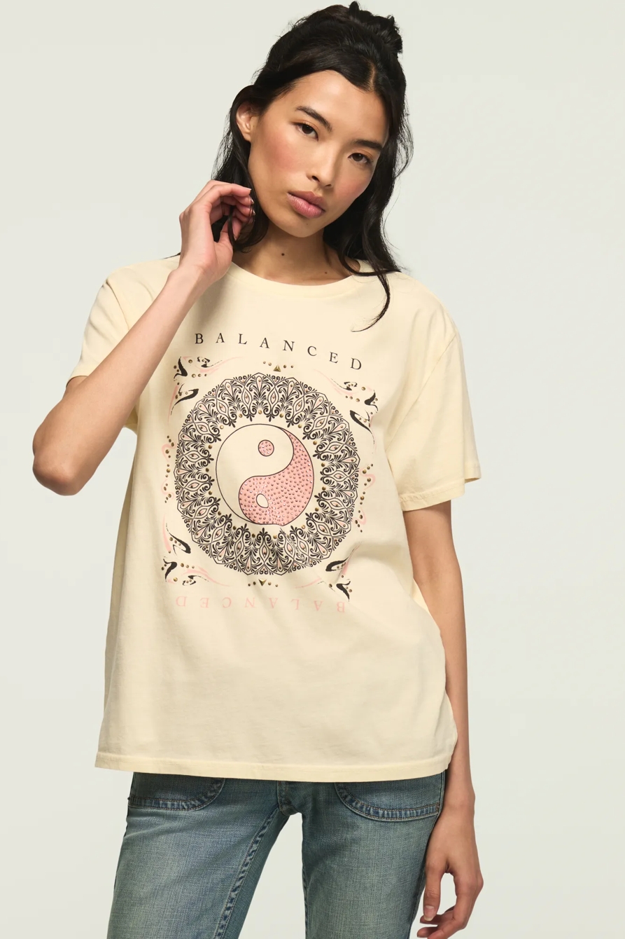 EMBELLISHED BALANCED BOYFRIEND TEE — WHITECAP GRAY — image 1